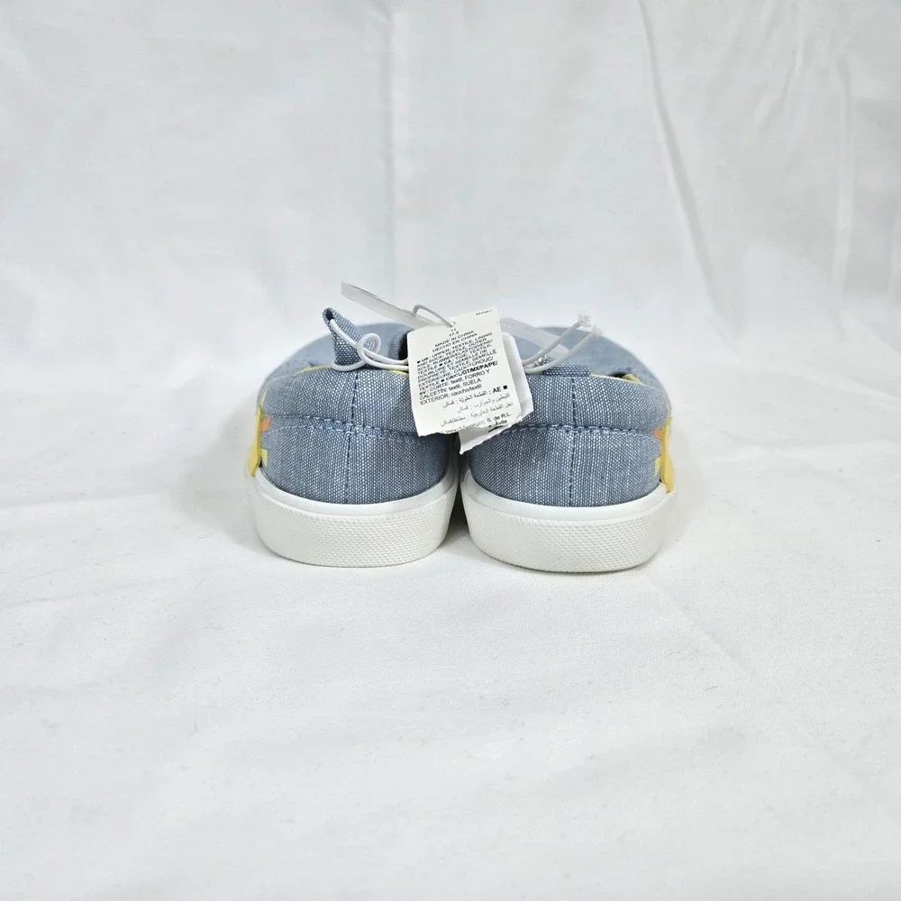 Old Navy Girls‎ Blue Yellow Little Sunshine Slip On Casual Chambray Shoes 11 NEW